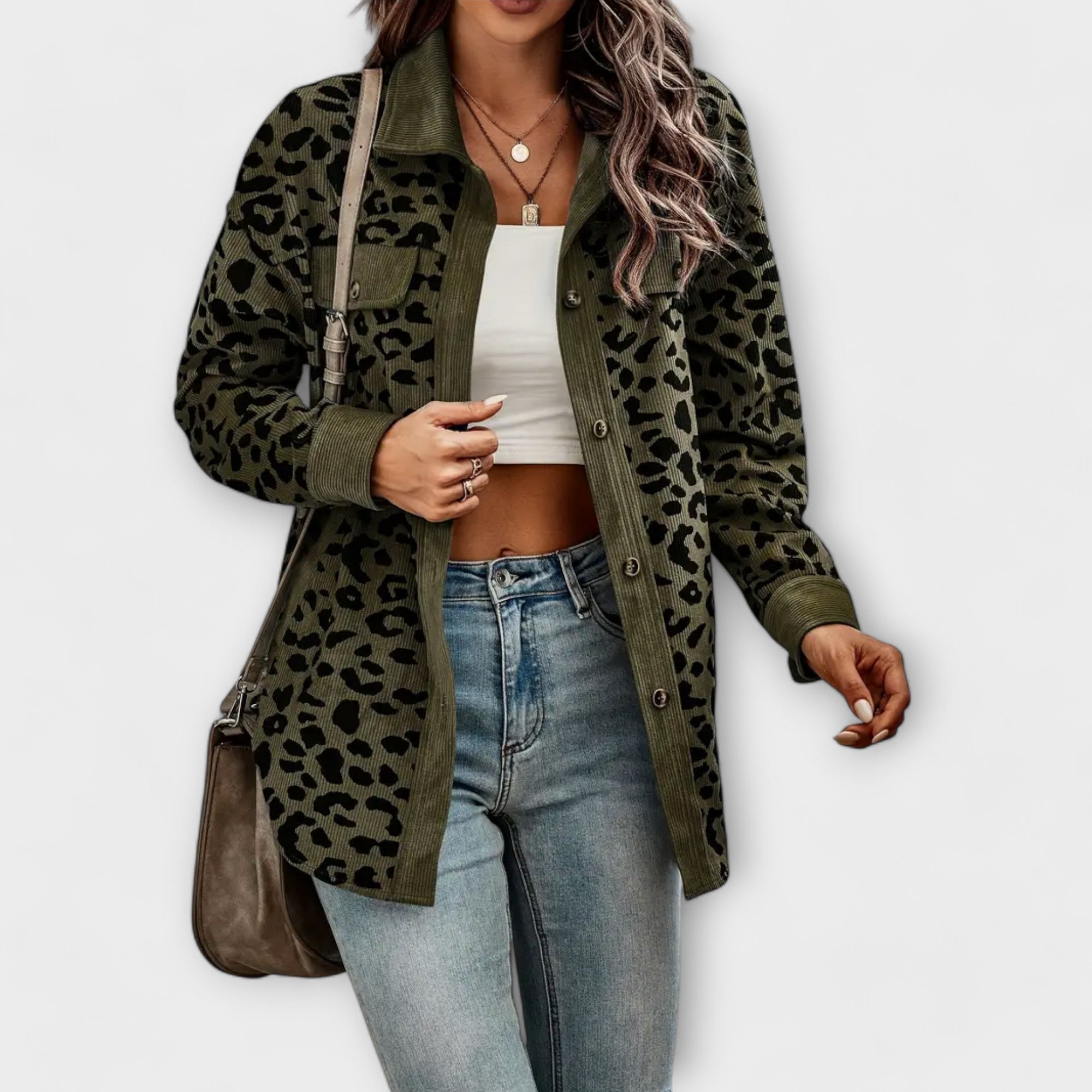 Lässige Leopardenmuster Hemdjacke