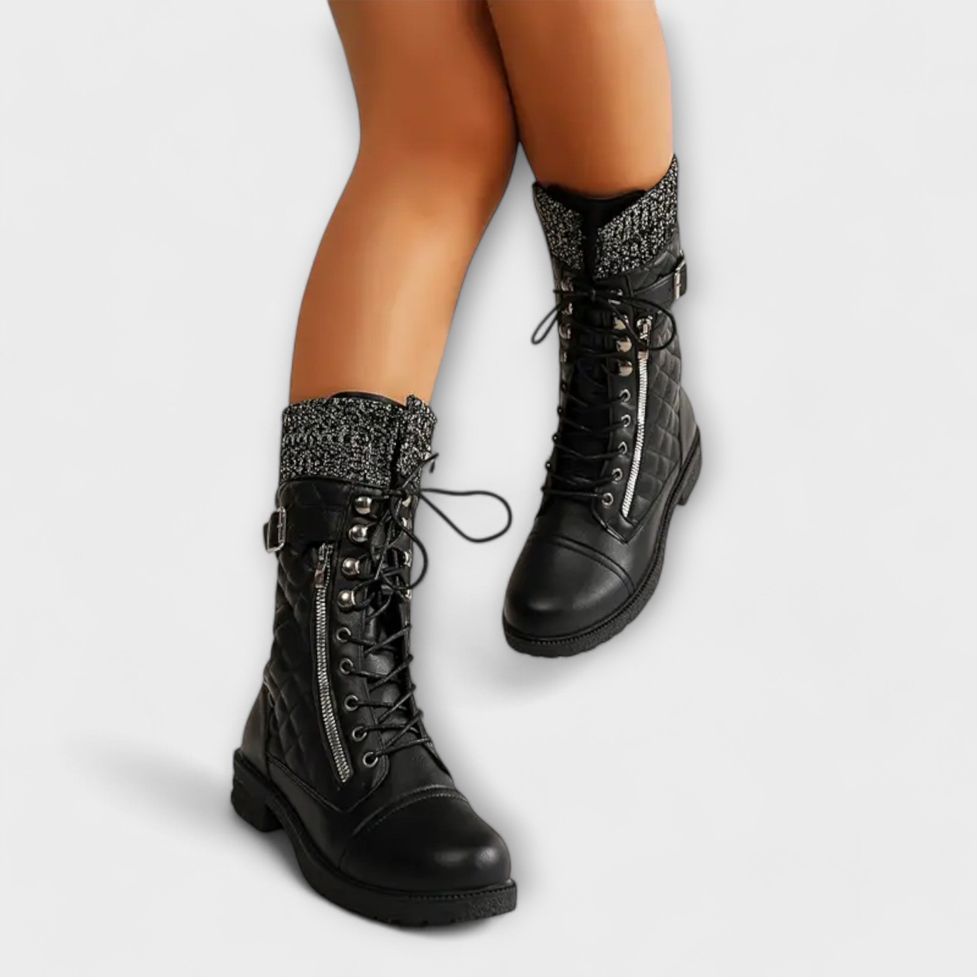 Winterstiefel mit Fleece-Futter und Karomuster