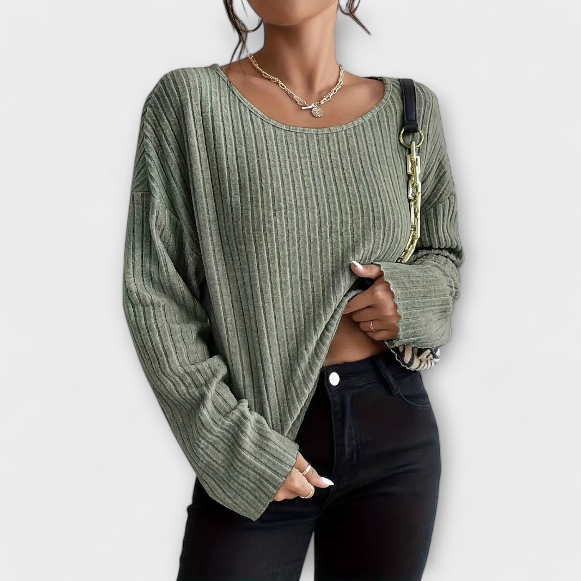 Emily – Modernes Ripp-T-Shirt mit Rundhalsausschnitt