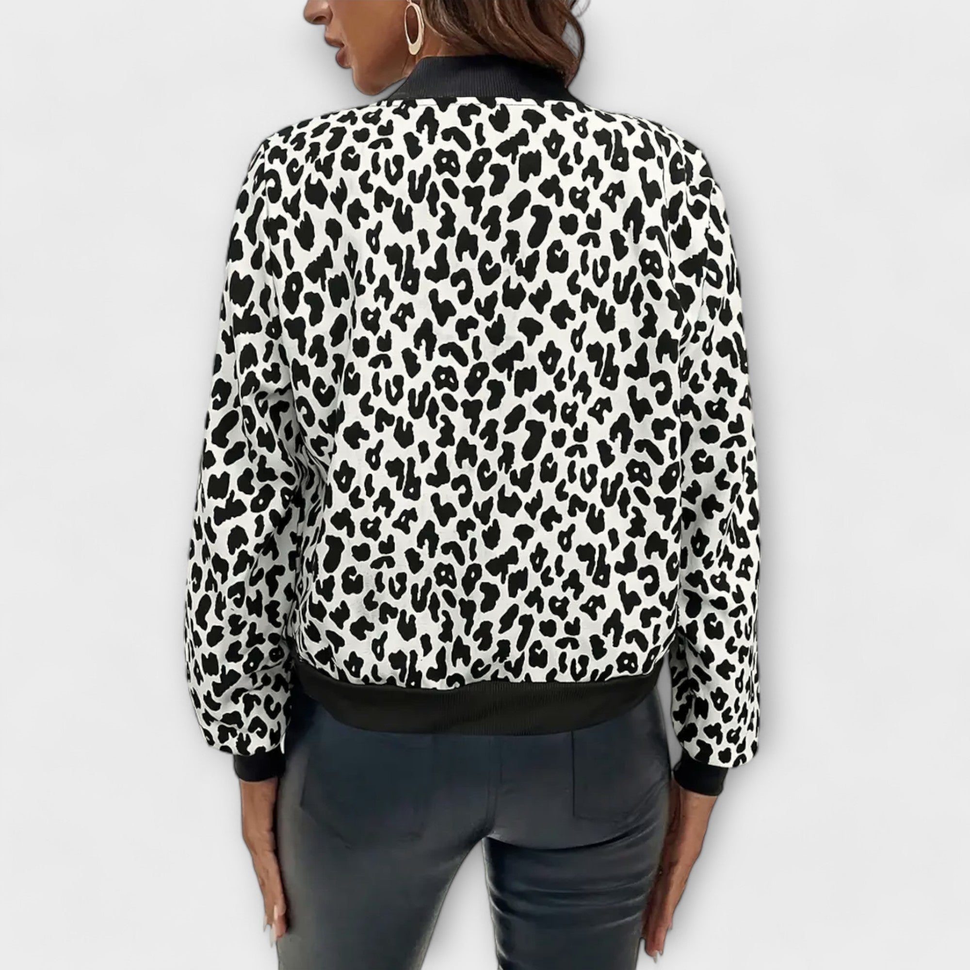 Leopardenmuster-Jacke mit Reißverschluss