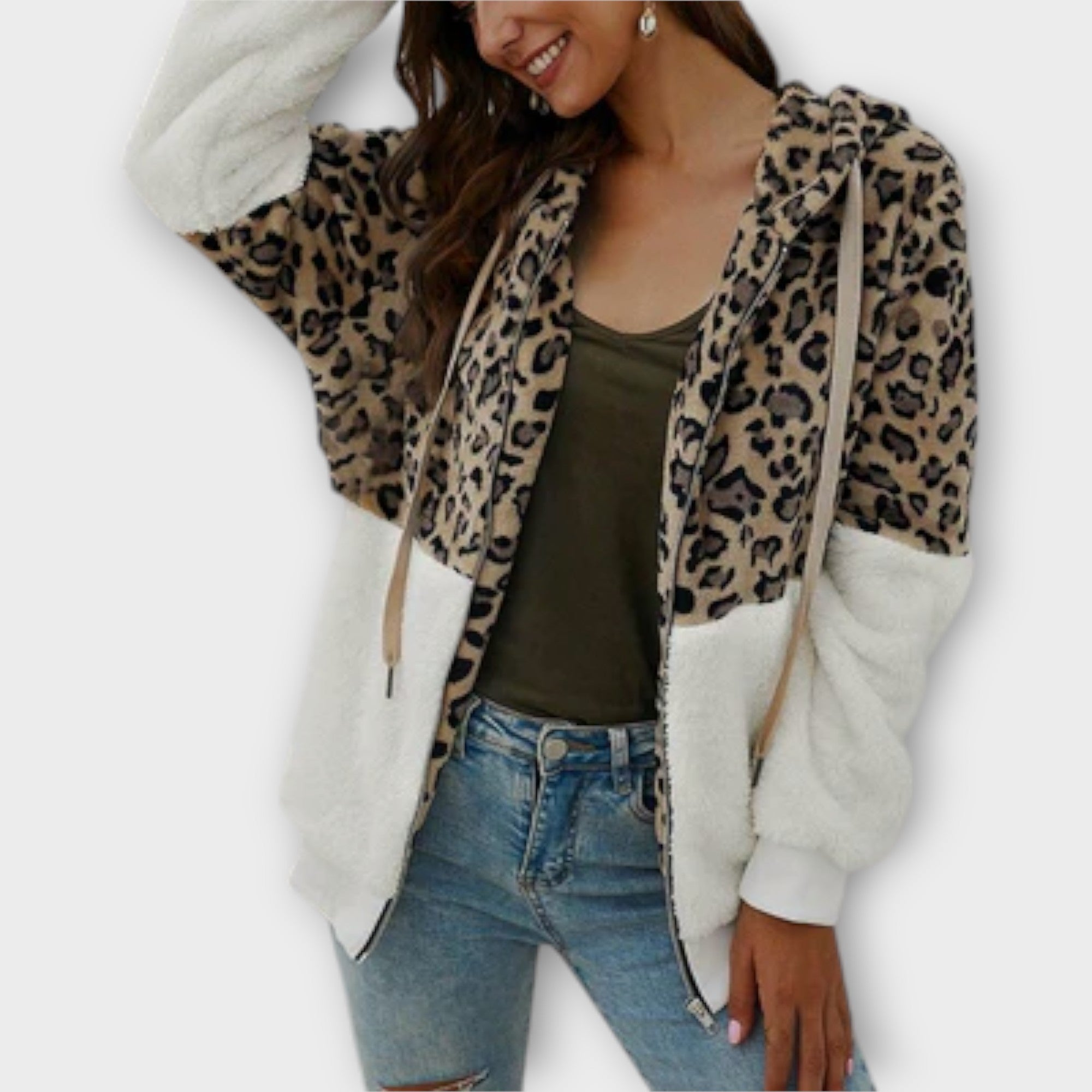 Leoparden-Design Fleece-Hoodie Nora Zurich
