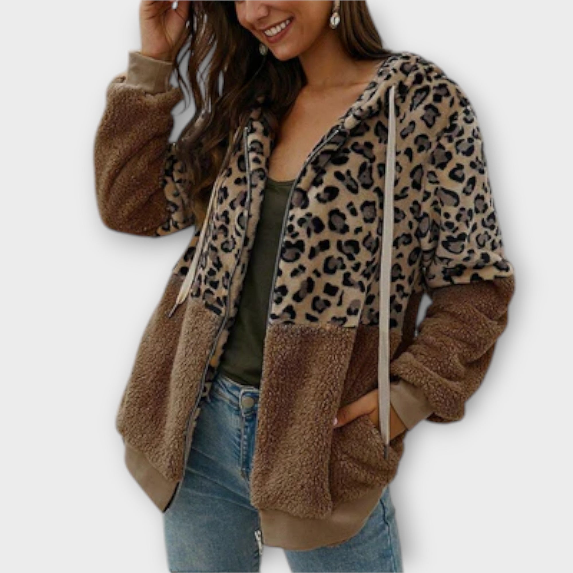Leoparden-Design Fleece-Hoodie Nora Zurich