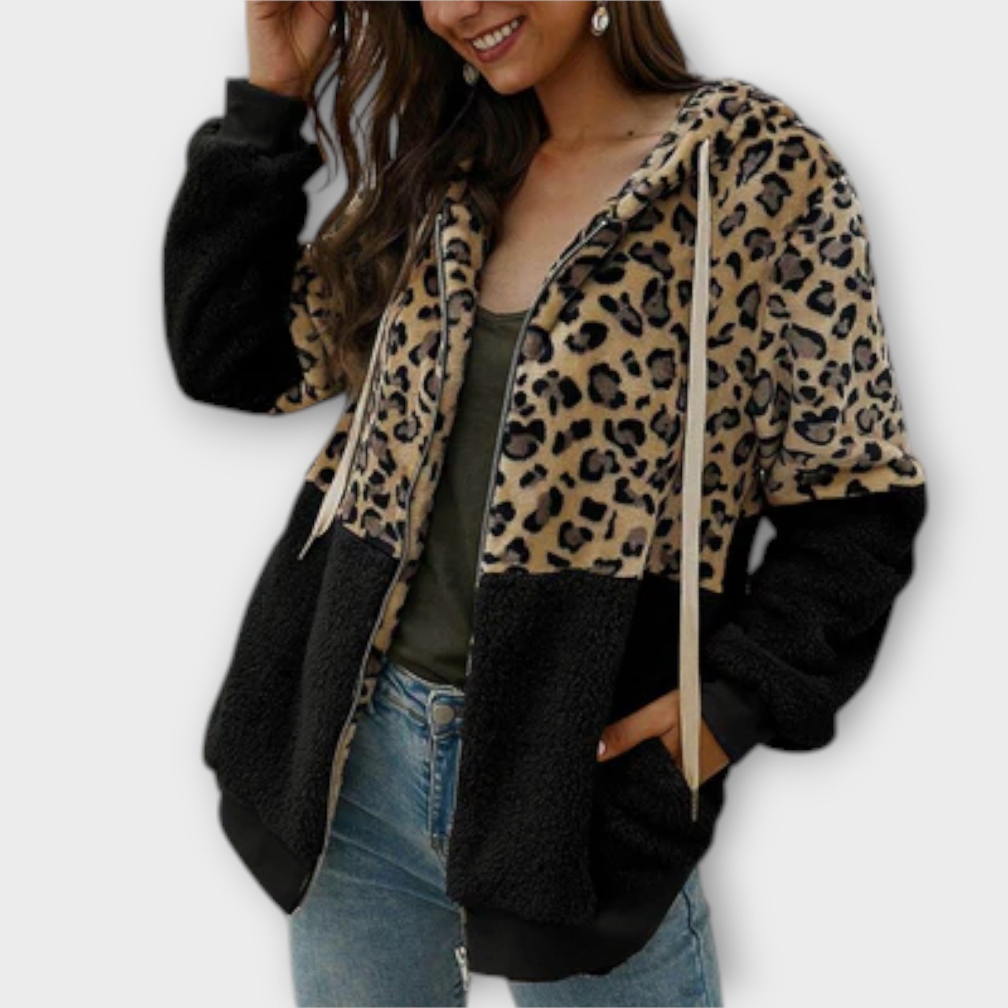 Leoparden-Design Fleece-Hoodie Nora Zurich