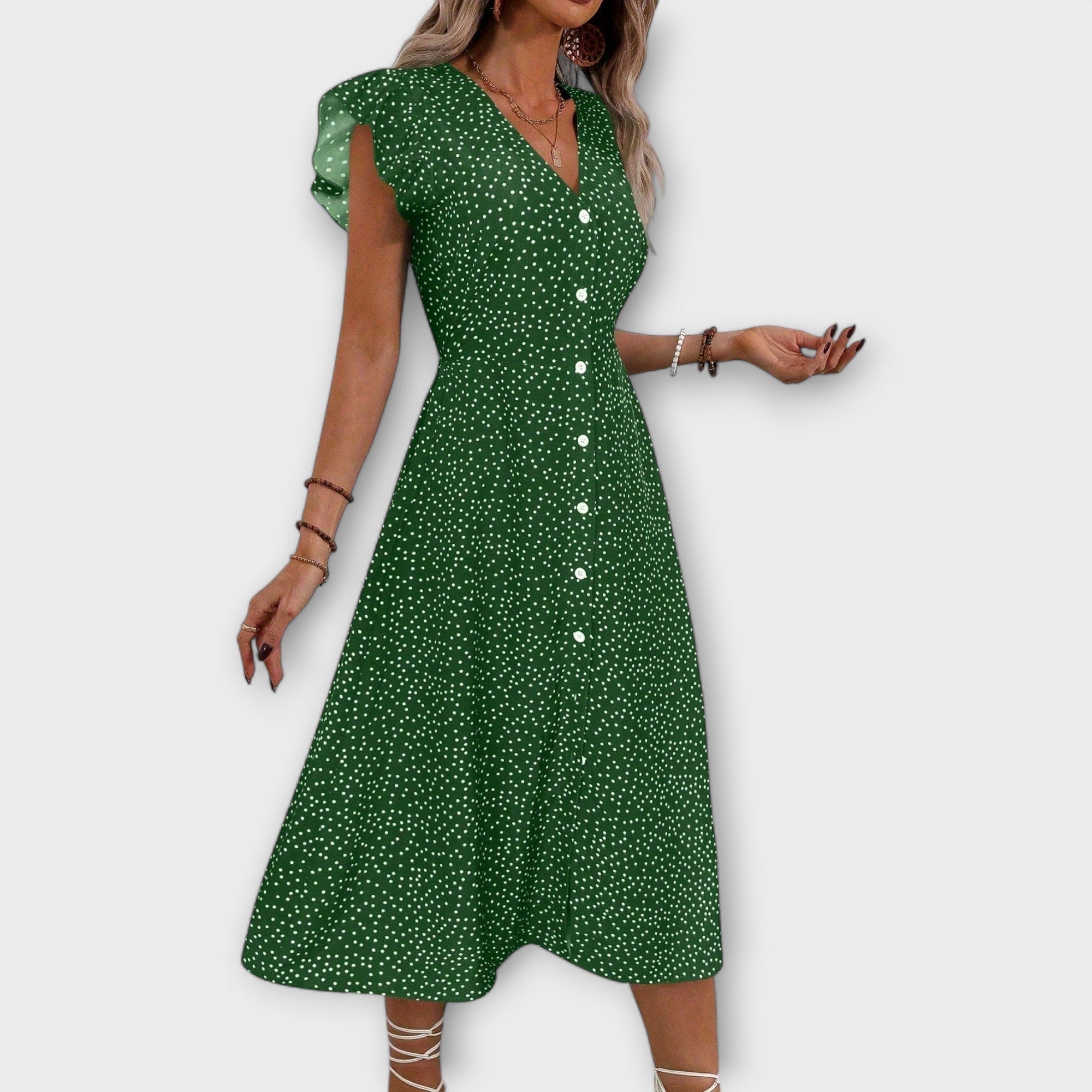 Stilvolles Polka-Dot Midi-Kleid