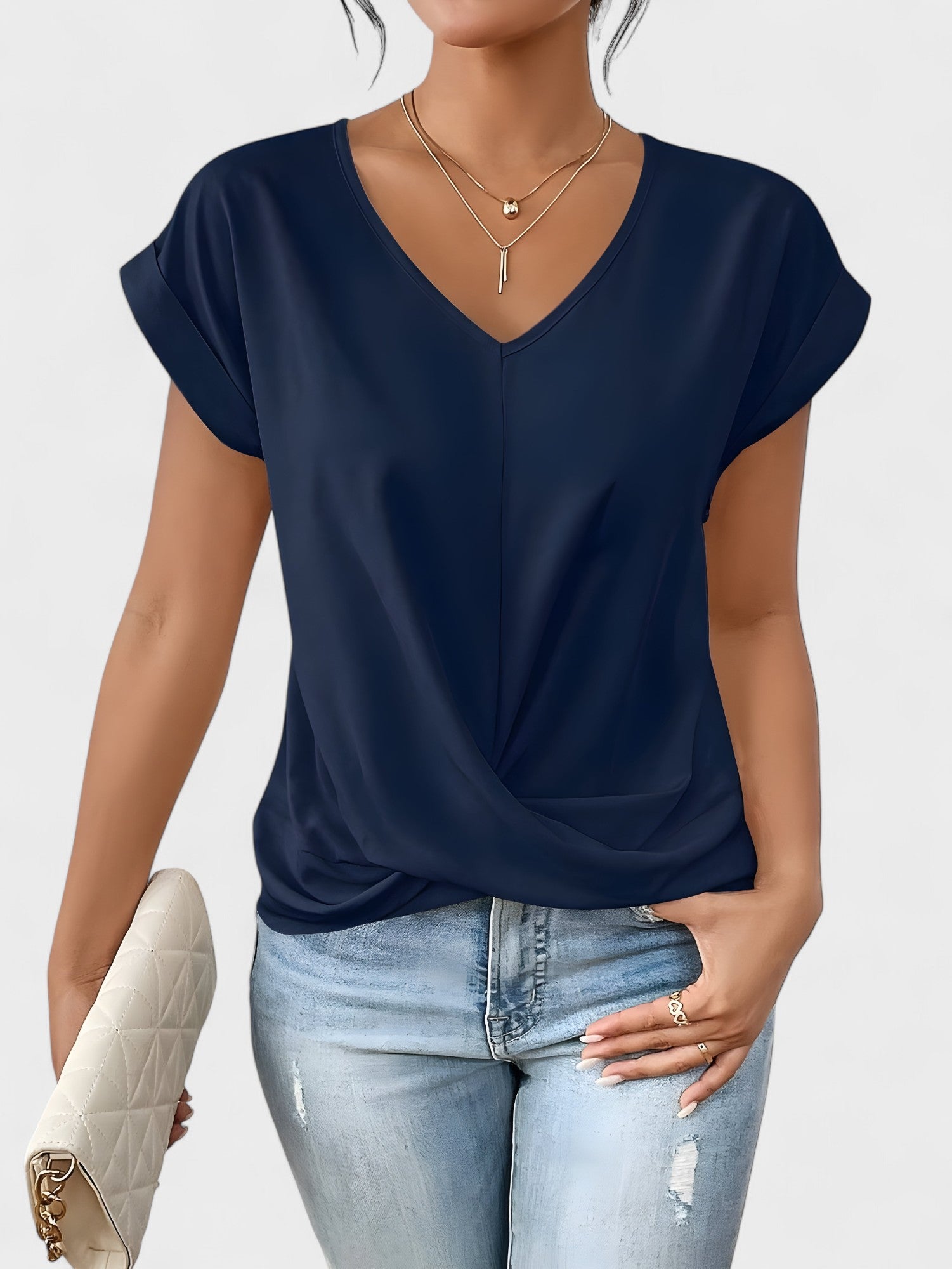 Kathrina – Bluse mit V-Ausschnitt und gedrehtem Vorderteil