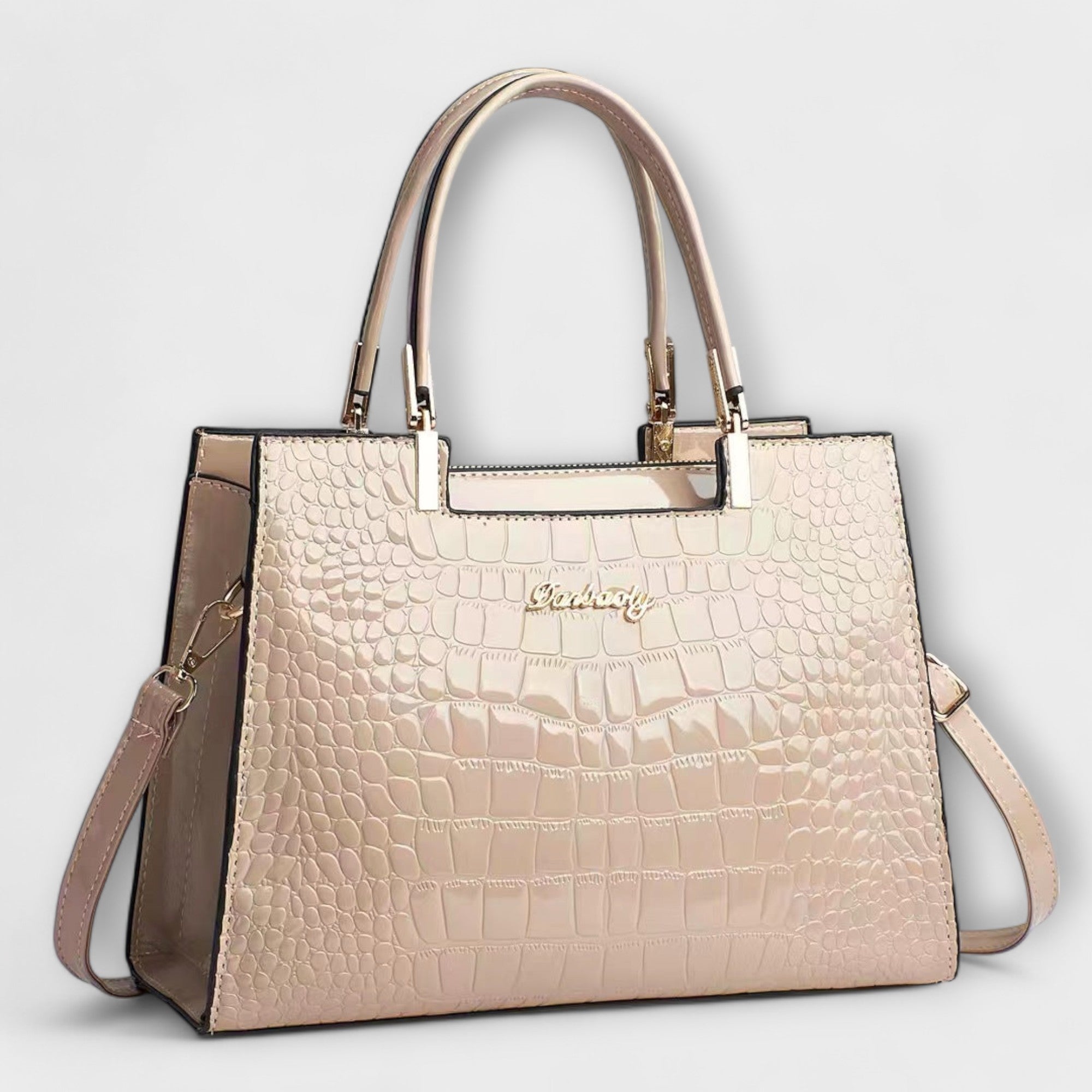 Nora. - Glänzende Krokodil-Muster Handtasche
