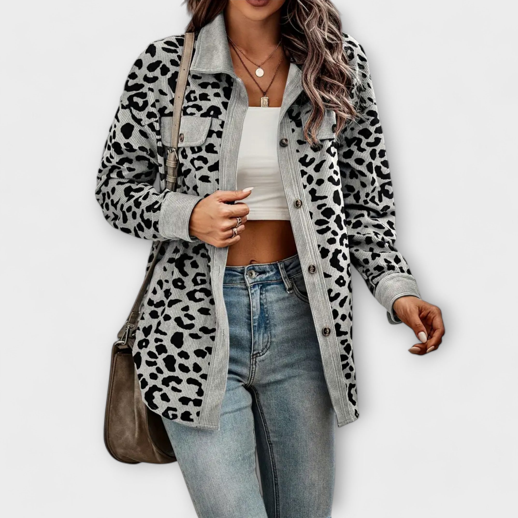 Lässige Leopardenmuster Hemdjacke