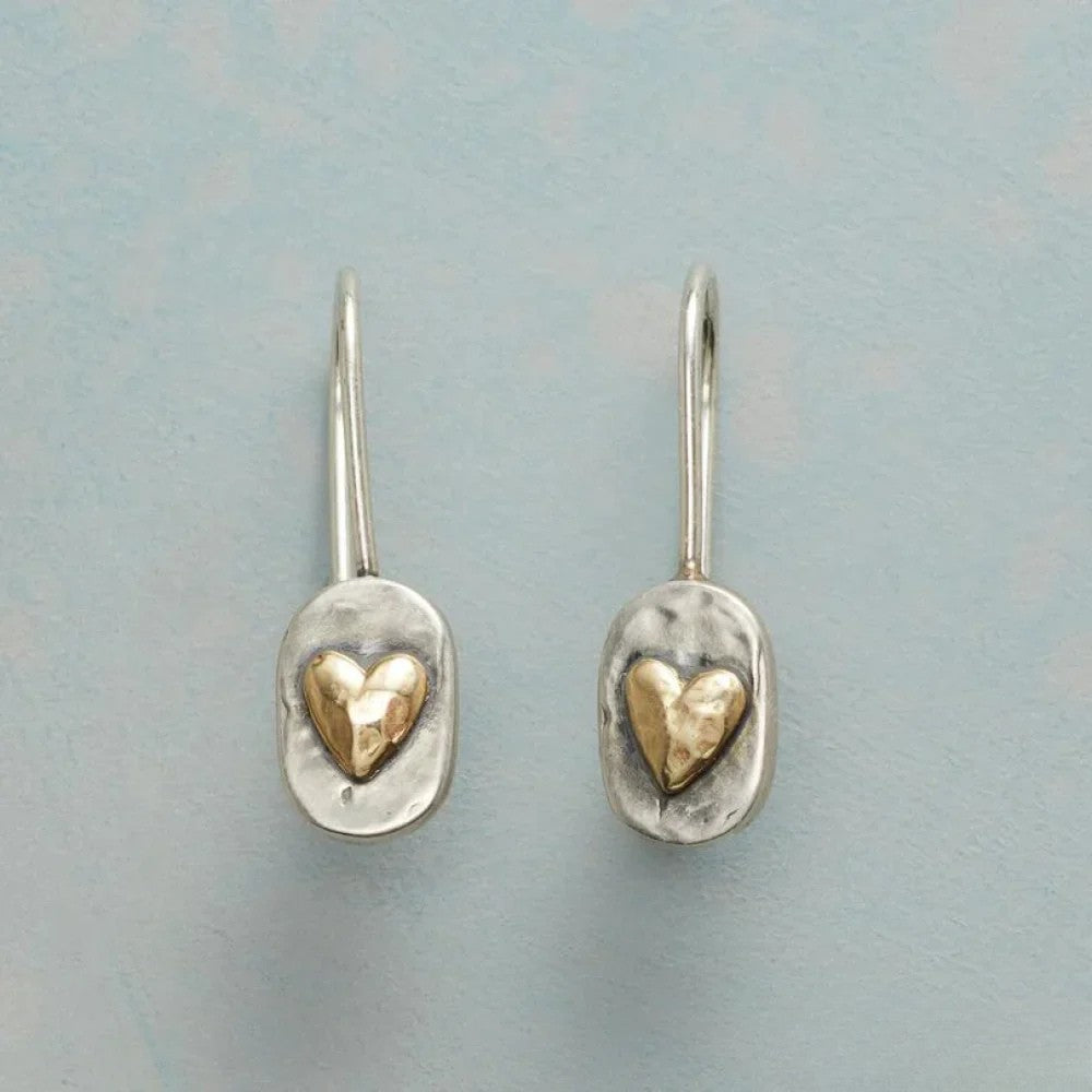 Vintage Silber Ohrringe mit goldenem Herzen Nora Zurich