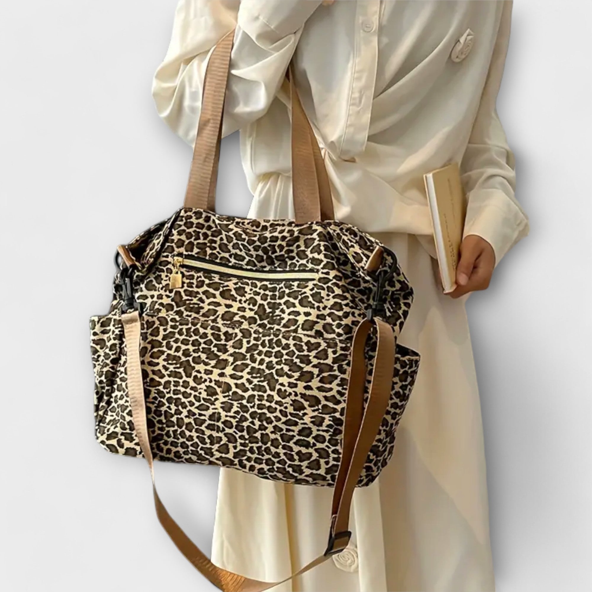 Nora. - Leopardmuster Canvas Umhängetasche