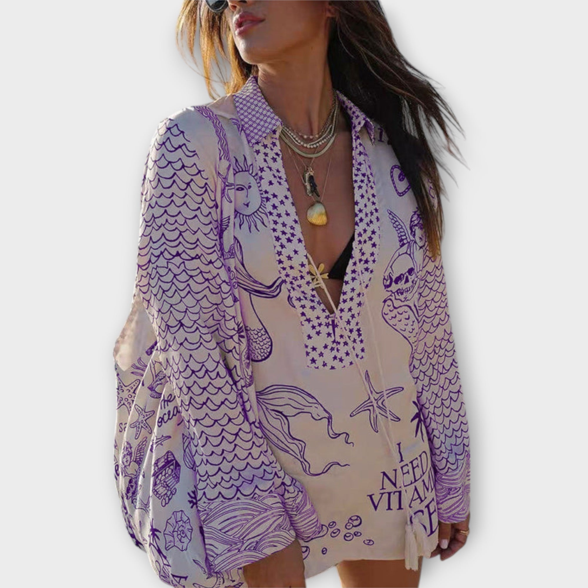 Liv - Wasser Satin Quasten Shirt und Shorts Set Nora Zurich