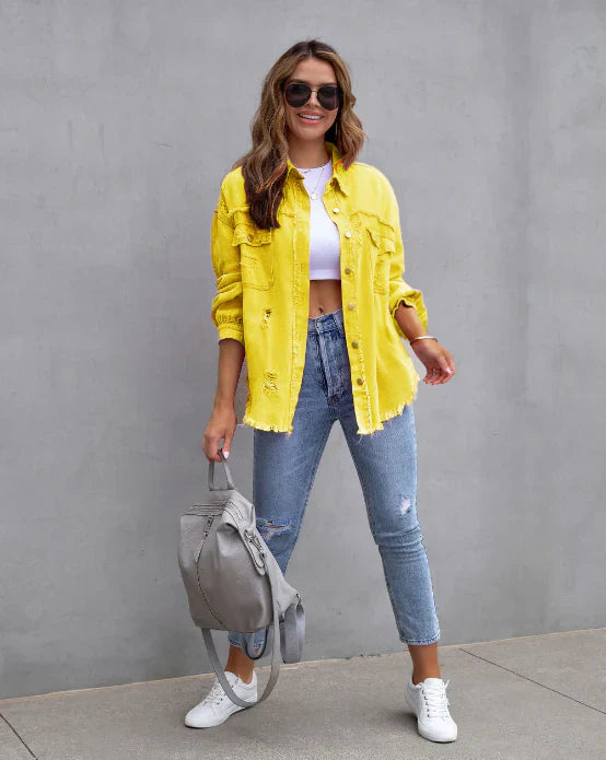 Lyra – Trendige Distressed Casual Chic Jacke