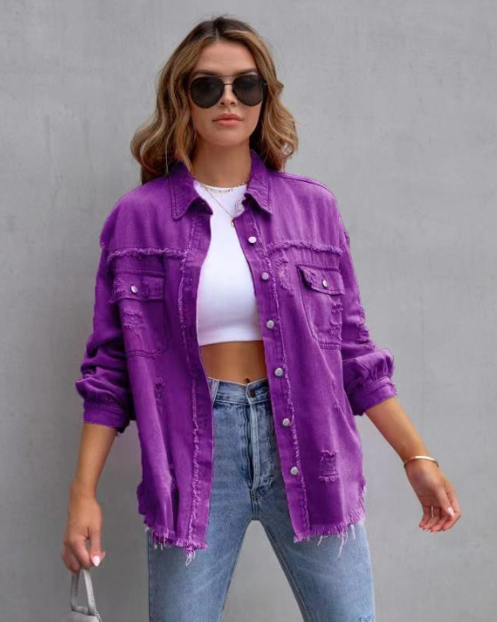 Lyra – Trendige Distressed Casual Chic Jacke