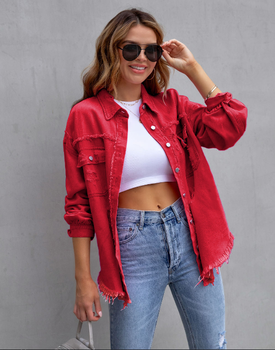 Lyra – Trendige Distressed Casual Chic Jacke