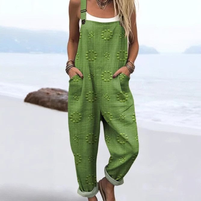 Indira - Damen Vintage Blumenmuster Kunst Jumpsuit