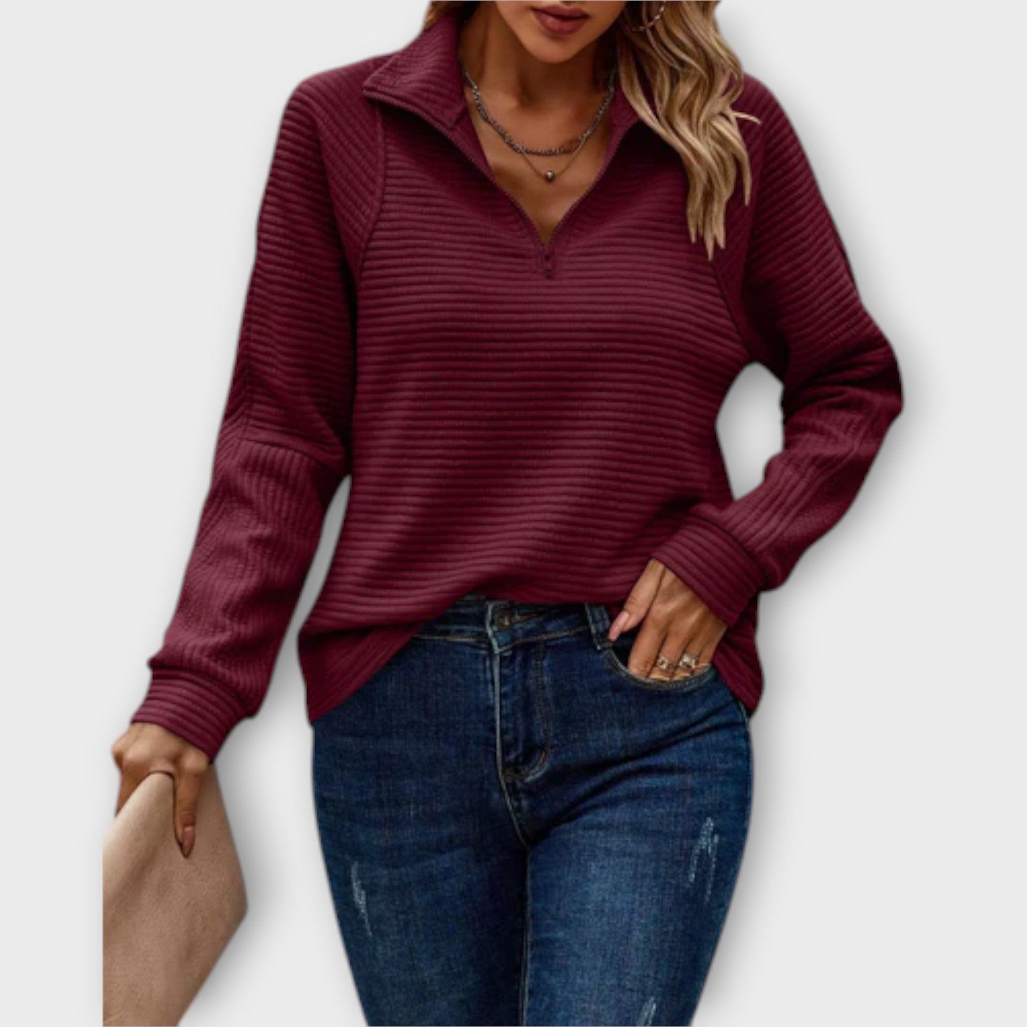 Pullover mit halbem Reißverschluss