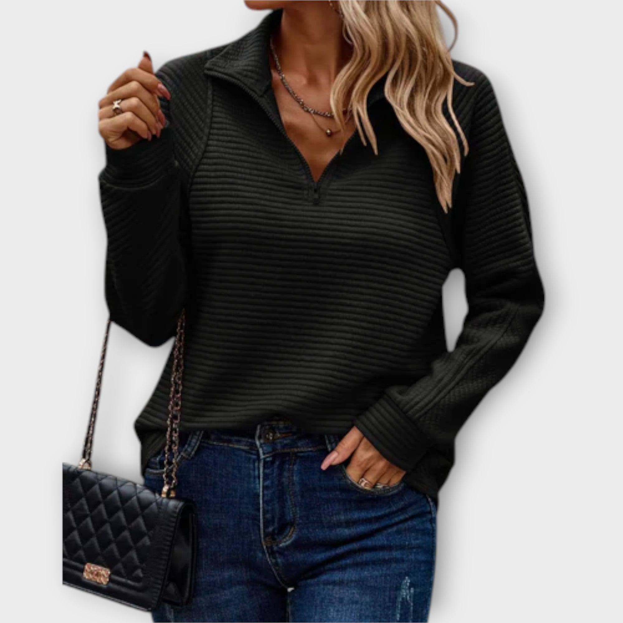 Pullover mit halbem Reißverschluss